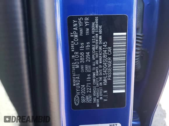 2025 Hyundai Elantra SEL Convenience with VIN KMHLS4DG4SU894145, listed as a Copart auction lot 71665345 with 13 mi miles and Salvage title. Bid and sale history available at DreamBid. Image 12.