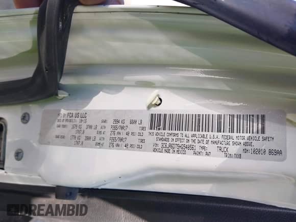 2017 Ram 1500 Tradesman с VIN 3C6JR6DT5HG548561, выставлен на аукционе IAAI как лот 41630666 с пробегом 106 326 миль миль и . История ставок и продаж доступна на DreamBid. Изображение 9.