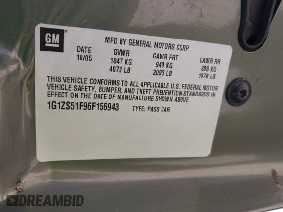 2006 Chevrolet Malibu 1LS с VIN 1G1ZS51F96F156943, выставлен на аукционе IAAI как лот 42196481 с пробегом 115 542 миль миль и . История ставок и продаж доступна на DreamBid. Изображение 9.