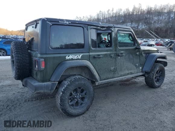2021 Jeep Wrangler Unlimited Willys Sport with VIN 1C4HJXDG1MW737422, listed as a Copart auction lot 42213845 with 77,363 mi miles and Salvage title. Bid and sale history available at DreamBid. Image 3.