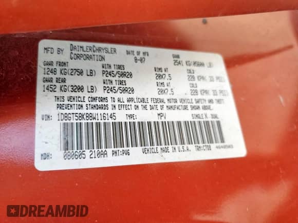 2008 Dodge Nitro SLT with VIN 1D8GT58K88W116145, listed as a Copart auction lot 80491905 with Not provided miles and Salvage title. Bid and sale history available at DreamBid. Image 13.