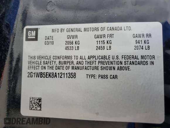 2010 Chevrolet Impala LT с VIN 2G1WB5EK8A1211358, выставлен на аукционе Copart как лот 83849055 с пробегом 133 723 миль миль и Списание • Salvage title. История ставок и продаж доступна на DreamBid. Изображение 12.