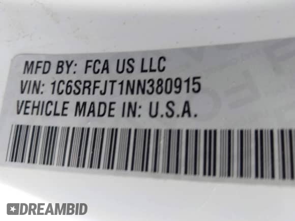 2022 Ram 1500 Laramie z VIN 1C6SRFJT1NN380915, wystawiony jako IAAI lot #43357111 z przebiegiem 34 828 mil mil oraz . Historia ofert i sprzedaży dostępna na DreamBid. Obrazek 9.