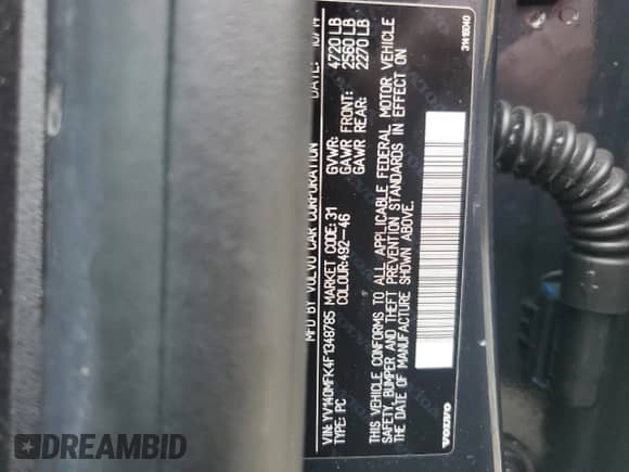 2015 Volvo S60 T5 Drive-E Premier with VIN YV140MFK4F1348785, listed as a Copart auction lot 80026105 with 74,217 mi miles and Salvage title. Bid and sale history available at DreamBid. Image 12.