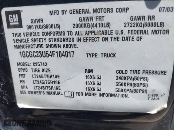 2004 Chevrolet Silverado 2500 LT с VIN 1GCGC23U54F104017, выставлен на аукционе IAAI как лот 42249741 с пробегом Не указан миль и . История ставок и продаж доступна на DreamBid. Изображение 9.