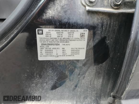 2015 Chevrolet Equinox LT с VIN 2GNALCEK6F6370254, выставлен на аукционе Copart как лот 71447235 с пробегом 149 045 миль миль и Чистый • Clean title. История ставок и продаж доступна на DreamBid. Изображение 13.