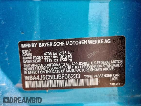 2018 BMW 4 Series 440i с VIN WBA4J5C58JBF06233, выставлен на аукционе Copart как лот 71866555 с пробегом Не указан миль и Чистый • Clean title. История ставок и продаж доступна на DreamBid. Изображение 12.