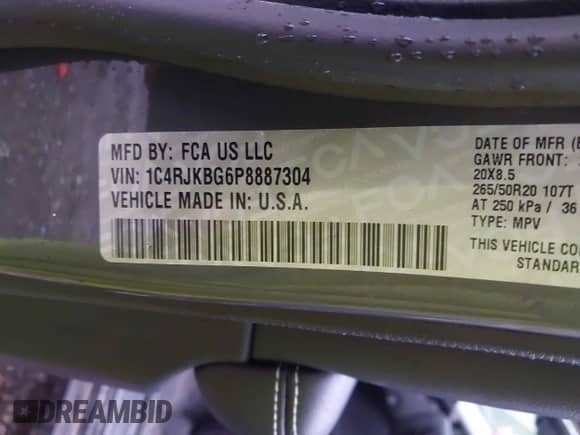 2023 Jeep Grand Cherokee Limited with VIN 1C4RJKBG6P8887304, listed as a IAAI auction lot 43048459 with 39,472 mi miles and . Bid and sale history available at DreamBid. Image 9.