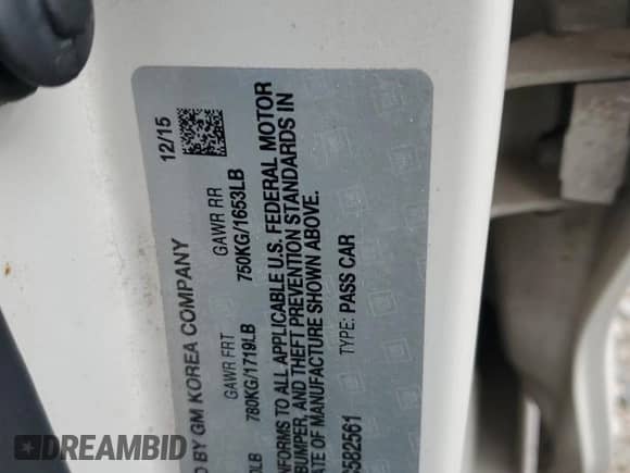 2016 Chevrolet Spark LT z VIN KL8CF6SA2GC582561, wystawiony jako Copart lot #52200775 z przebiegiem 79 887 mil mil oraz Szkoda całkowita • Salvage title. Historia ofert i sprzedaży dostępna na DreamBid. Obrazek 12.