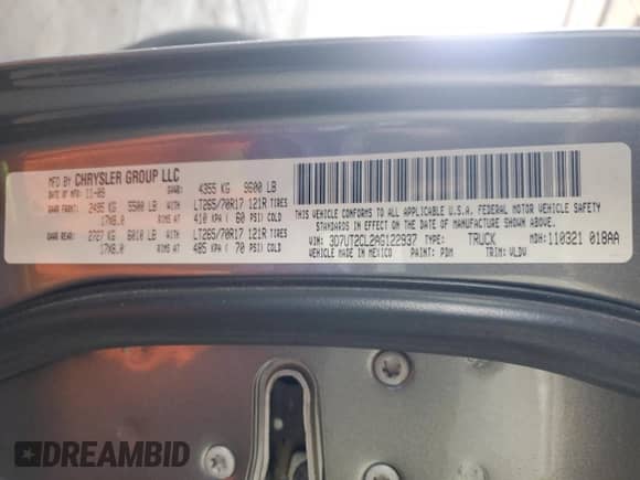 2010 Dodge 2500 TRX with VIN 3D7UT2CL2AG122937, listed as a Copart auction lot 77841004 with 215,830 mi miles and Salvage title. Bid and sale history available at DreamBid. Image 12.