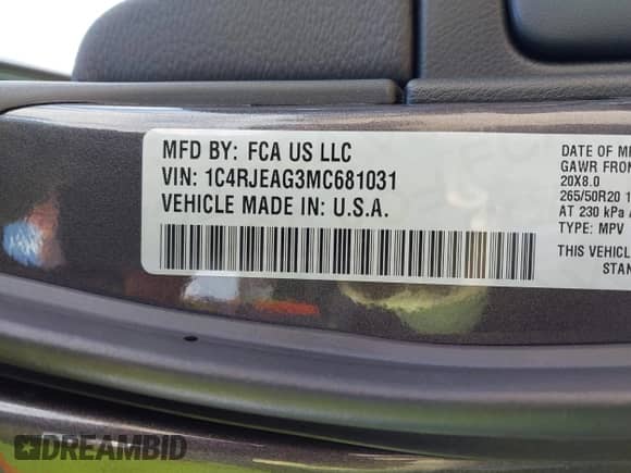 2021 Jeep Grand Cherokee Laredo E with VIN 1C4RJEAG3MC681031, listed as a IAAI auction lot 40734451 with 47,147 mi miles and . Bid and sale history available at DreamBid. Image 9.