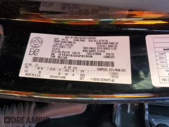 2016 Ford F-150 XLT with VIN 1FTEW1EG3GFB15036, listed as a Copart auction lot 89730865 with 241,677 mi miles and Clean title. Bid and sale history available at DreamBid. Image 12.