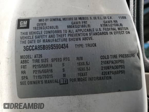 2009 Chevrolet HHR LS с VIN 3GCCA85B99S590434, выставлен на аукционе Copart как лот 81029415 с пробегом 103 113 миль миль и Списание • Salvage title. История ставок и продаж доступна на DreamBid. Изображение 13.