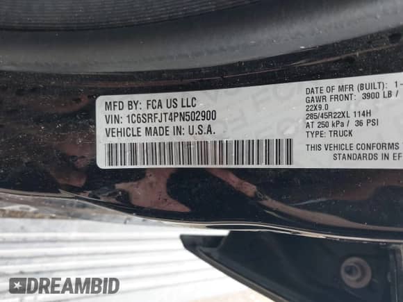 2023 Ram 1500 Laramie z VIN 1C6SRFJT4PN502900, wystawiony jako IAAI lot #42611723 z przebiegiem 21 057 mil mil oraz . Historia ofert i sprzedaży dostępna na DreamBid. Obrazek 9.