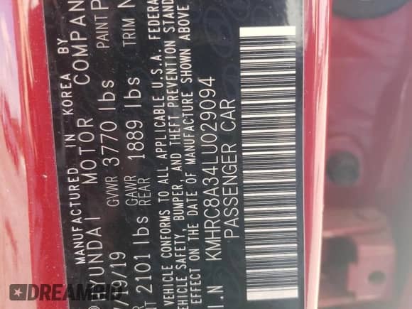 2020 Hyundai Venue SEL with VIN KMHRC8A34LU029094, listed as a Copart auction lot 71831774 with 47,918 mi miles and Salvage title. Bid and sale history available at DreamBid. Image 12.