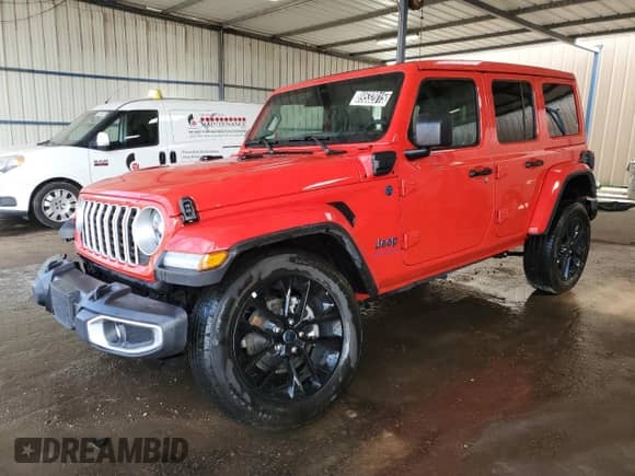2025 Jeep Wrangler Sahara with VIN 1C4RJXP6XSW600595, listed as a Copart auction lot 89532015 with 9,281 mi miles and Clean title. Bid and sale history available at DreamBid. Image 1.