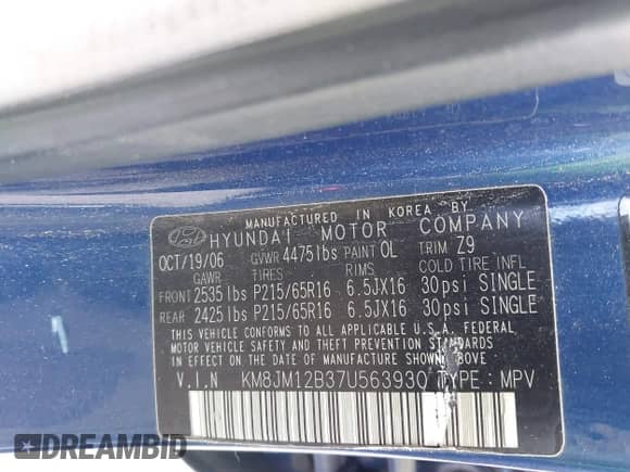 2007 Hyundai Tucson GLS с VIN KM8JM12B37U563930, выставлен на аукционе IAAI как лот 43484568 с пробегом 218 324 миль миль и . История ставок и продаж доступна на DreamBid. Изображение 9.