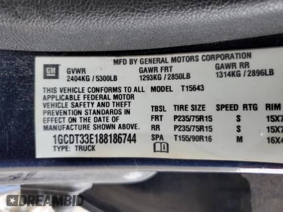 2008 Chevrolet Colorado 1LT с VIN 1GCDT33E188186744, выставлен на аукционе Copart как лот 67748395 с пробегом 177 266 миль миль и Чистый • Clean title. История ставок и продаж доступна на DreamBid. Изображение 12.