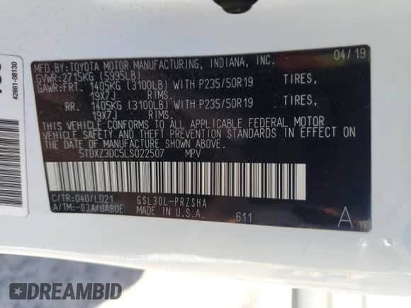 2020 Toyota Sienna SE z VIN 5TDXZ3DC5LS022507, wystawiony jako Copart lot #49871465 z przebiegiem 170 598 mil mil oraz Nie do naprawy • Non repairable. Historia ofert i sprzedaży dostępna na DreamBid. Obrazek 13.