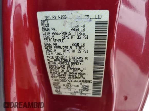 2003 Nissan Frontier XE с VIN 1N6ED26YX3C460026, выставлен на аукционе Copart как лот 59818595 с пробегом 140 306 миль миль и Чистый • Clean title. История ставок и продаж доступна на DreamBid. Изображение 12.