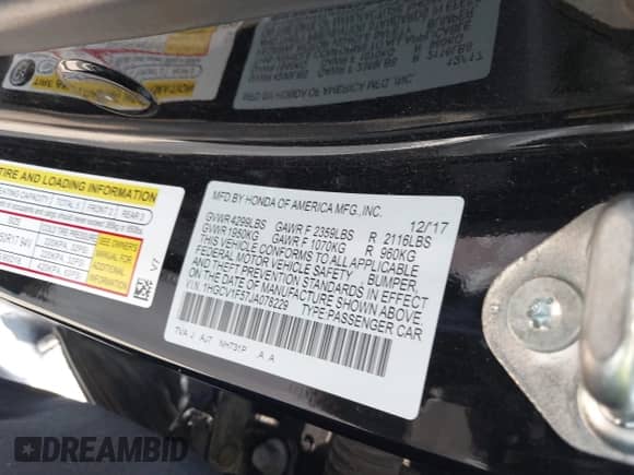 2018 Honda Accord EX-L с VIN 1HGCV1F57JA078229, выставлен на аукционе IAAI как лот 43090518 с пробегом 93 898 миль миль и . История ставок и продаж доступна на DreamBid. Изображение 9.