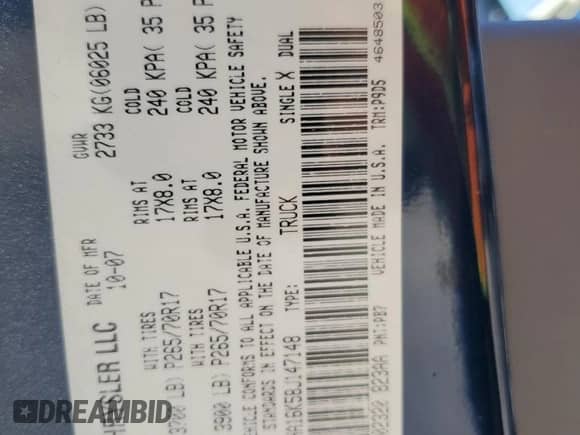 2008 Dodge 1500 ST z VIN 1D7HA16K58J147148, wystawiony jako Copart lot #81547175 z przebiegiem 127 351 mil mil oraz Nie do naprawy • Non repairable. Historia ofert i sprzedaży dostępna na DreamBid. Obrazek 12.