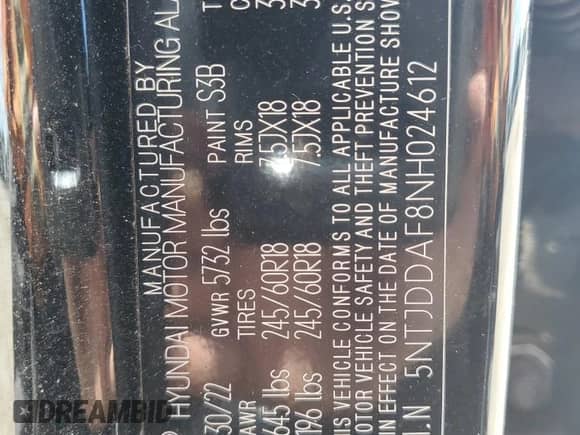 2022 Hyundai Santa Cruz SEL Premium with VIN 5NTJDDAF8NH024612, listed as a Copart auction lot 73877034 with 78,925 mi miles and Salvage title. Bid and sale history available at DreamBid. Image 15.