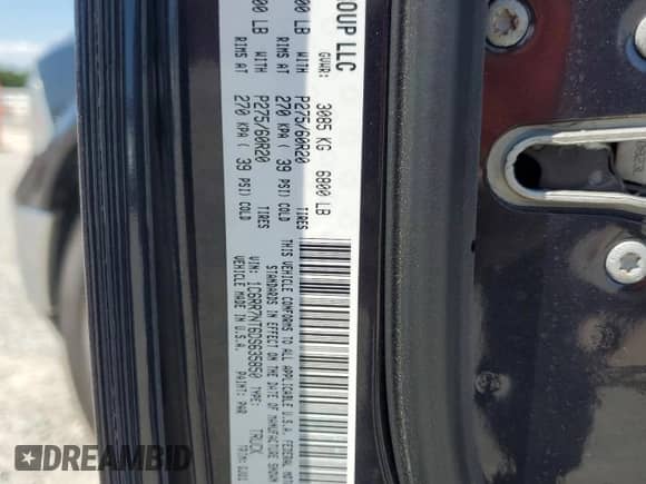 2013 Ram 1500 Laramie with VIN 1C6RR7NT6DS635850, listed as a Copart auction lot 70987255 with 138,927 mi miles and Salvage title. Bid and sale history available at DreamBid. Image 12.