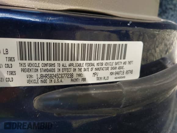 2005 Jeep Grand Cherokee Limited with VIN 1J8HR58245C677238, listed as a IAAI auction lot 41730828 with Not provided miles and . Bid and sale history available at DreamBid. Image 9.