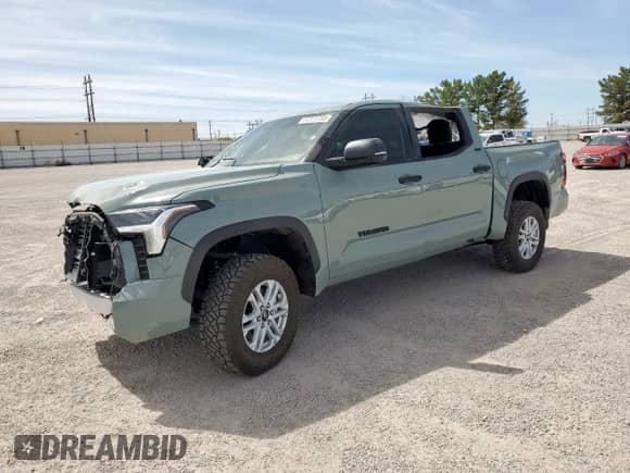 2025 Toyota Tundra SR with VIN 5TFLA5DB4SX257935, listed as a Copart auction lot 57320765 with 6,384 mi miles and Salvage title. Bid and sale history available at DreamBid. Image 1.