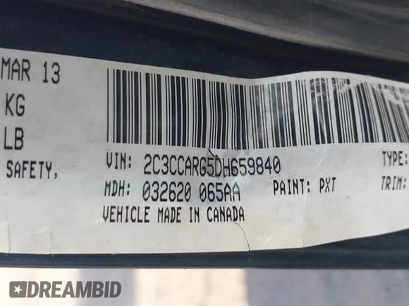 2013 Chrysler 300 with VIN 2C3CCARG5DH659840, listed as a IAAI auction lot 43548831 with 129,743 mi miles and . Bid and sale history available at DreamBid. Image 9.