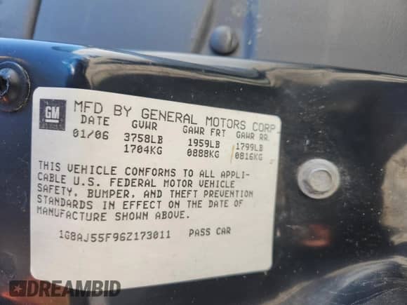 2006 Saturn ION с VIN 1G8AJ55F96Z173011, выставлен на аукционе Copart как лот 71100825 с пробегом 248 649 миль миль и Списание • Salvage title. История ставок и продаж доступна на DreamBid. Изображение 12.