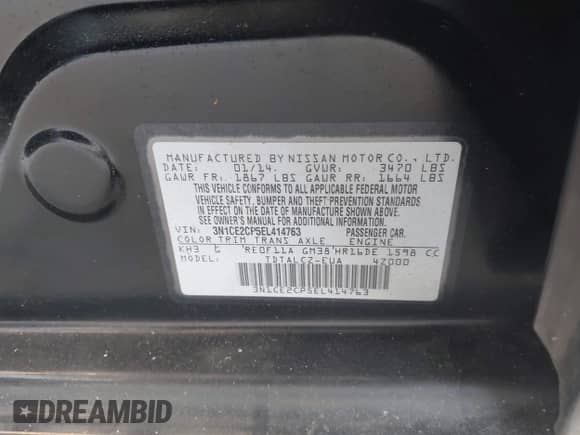 2014 Nissan Note S with VIN 3N1CE2CP5EL414763, listed as a IAAI auction lot 43159696 with 93,811 mi miles and . Bid and sale history available at DreamBid. Image 9.