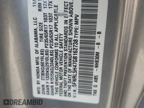 2016 Honda Odyssey EX с VIN 5FNRL5H47GB162738, выставлен на аукционе Copart как лот 67425195 с пробегом 95 226 миль миль и Списание • Salvage title. История ставок и продаж доступна на DreamBid. Изображение 13.