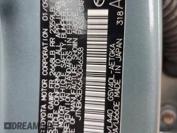 2010 Toyota Camry XLE с VIN JTNBK3EK6A3046538, выставлен на аукционе Copart как лот 84475235 с пробегом 188 516 миль миль и Списание • Salvage title. История ставок и продаж доступна на DreamBid. Изображение 12.