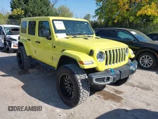 2023 Jeep Wrangler Sahara with VIN 1C4JJXP6XPW502607, listed as a IAAI auction lot 43325280 with 20,820 mi miles and . Bid and sale history available at DreamBid. Image 1.
