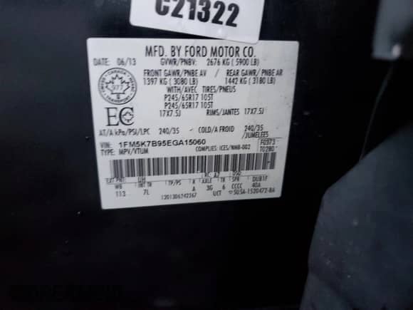 2014 Ford Explorer с VIN 1FM5K7B95EGA15060, выставлен на аукционе Copart как лот 81929015 с пробегом 141 470 миль миль и Чистый • Clean title. История ставок и продаж доступна на DreamBid. Изображение 13.