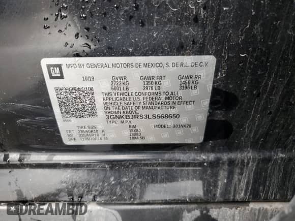 2020 Chevrolet Blazer LT с VIN 3GNKBJRS3LS568650, выставлен на аукционе Copart как лот 66482115 с пробегом Не указан миль и Списание • Salvage title. История ставок и продаж доступна на DreamBid. Изображение 14.