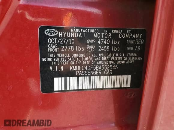 2011 Hyundai Azera Limited с VIN KMHFC4DF5BA552545, выставлен на аукционе Copart как лот 84218034 с пробегом 101 747 миль миль и Списание • Salvage title. История ставок и продаж доступна на DreamBid. Изображение 12.