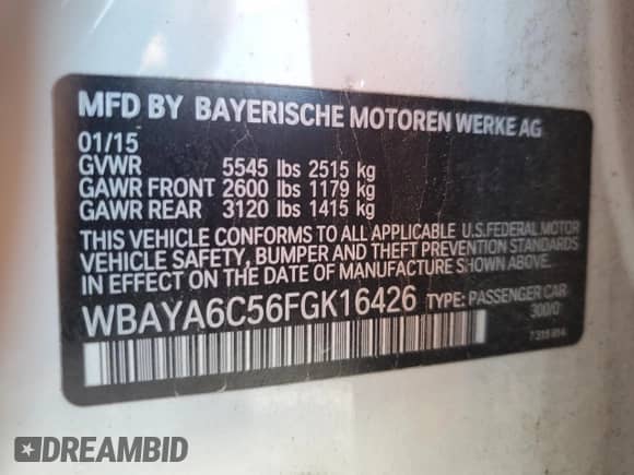 2015 BMW 7 Series 740i z VIN WBAYA6C56FGK16426, wystawiony jako Copart lot #84919965 z przebiegiem 147 719 mil mil oraz Szkoda całkowita • Salvage title. Historia ofert i sprzedaży dostępna na DreamBid. Obrazek 13.