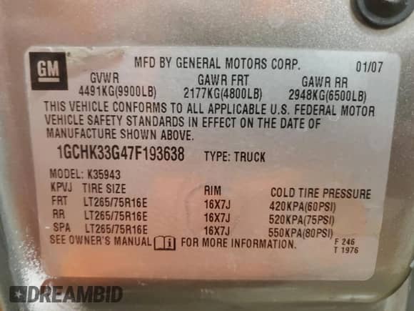 2007 Chevrolet Silverado 3500 с VIN 1GCHK33G47F193638, выставлен на аукционе Copart как лот 88510215 с пробегом 136 572 миль миль и Чистый • Clean title. История ставок и продаж доступна на DreamBid. Изображение 13.