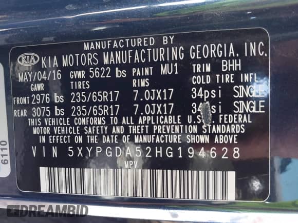 2017 Kia Sorento LX z VIN 5XYPGDA52HG194628, wystawiony jako IAAI lot #42868803 z przebiegiem 118 504 mil mil oraz . Historia ofert i sprzedaży dostępna na DreamBid. Obrazek 9.