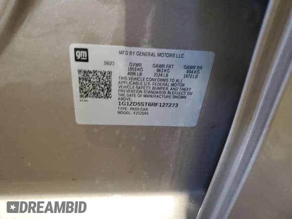 2024 Chevrolet Malibu LT with VIN 1G1ZD5ST6RF127273, listed as a Copart auction lot 86236725 with 53,135 mi miles and Clean title. Bid and sale history available at DreamBid. Image 12.