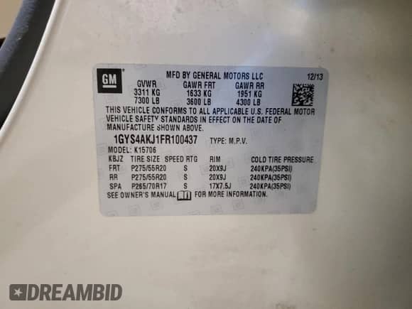2015 Cadillac Escalade z VIN 1GYS4AKJ1FR100437, wystawiony jako Copart lot #44642635 z przebiegiem 51 581 mil mil oraz Czysty tytuł • Clean title. Historia ofert i sprzedaży dostępna na DreamBid. Obrazek 13.