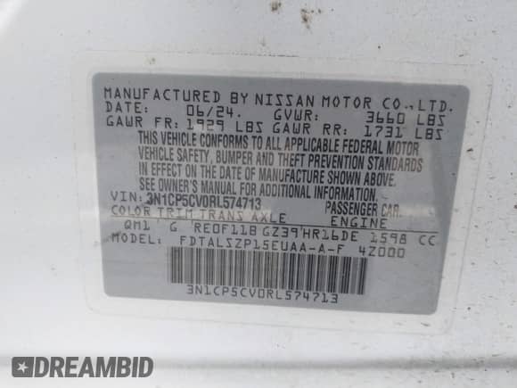 2024 Nissan Kicks SV z VIN 3N1CP5CV0RL574713, wystawiony jako IAAI lot #43196853 z przebiegiem 39 093 mil mil oraz . Historia ofert i sprzedaży dostępna na DreamBid. Obrazek 9.