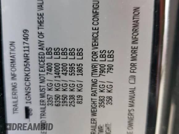 2022 Chevrolet Tahoe RST z VIN 1GNSCRKD5NR117409, wystawiony jako Copart lot #53861925 z przebiegiem 208 121 mil mil oraz Czysty tytuł • Clean title. Historia ofert i sprzedaży dostępna na DreamBid. Obrazek 13.