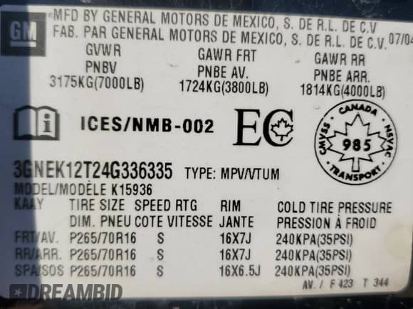 2004 Chevrolet Avalanche Z71 z VIN 3GNEK12T24G336335, wystawiony jako Copart lot #82316555 z przebiegiem 215 542 mil mil oraz Czysty tytuł • Clean title. Historia ofert i sprzedaży dostępna na DreamBid. Obrazek 12.