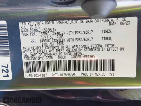 2023 Toyota Tacoma SR z VIN 3TMCZ5AN3PM613358, wystawiony jako IAAI lot #43211852 z przebiegiem 25 287 mil mil oraz . Historia ofert i sprzedaży dostępna na DreamBid. Obrazek 9.