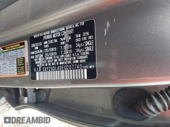 2014 Hyundai Santa Fe с VIN 5XYZUDLA9EG207740, выставлен на аукционе IAAI как лот 43535027 с пробегом 200 589 миль миль и . История ставок и продаж доступна на DreamBid. Изображение 9.