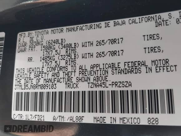 2024 Toyota Tacoma TRD Off Road с VIN 3TMLB5JN8RM009103, выставлен на аукционе IAAI как лот 43210758 с пробегом 14 193 миль миль и . История ставок и продаж доступна на DreamBid. Изображение 9.